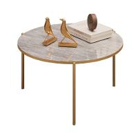 Mesa De Centro Redonda 69 Cm Cleia Quartzo Dourado Dj Moveis - 1