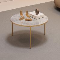 Mesa De Centro Redonda 69 Cm Cleia Quartzo Dourado Dj Moveis - 6