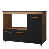 Balcão Para Cooktop 4 Bocas 3 Portas 114 Cm Ana Savana Preto Mobbs Savana Preto - 1