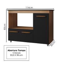 Balcão Para Cooktop 4 Bocas 3 Portas 114 Cm Ana Savana Preto Mobbs Savana Preto - 3