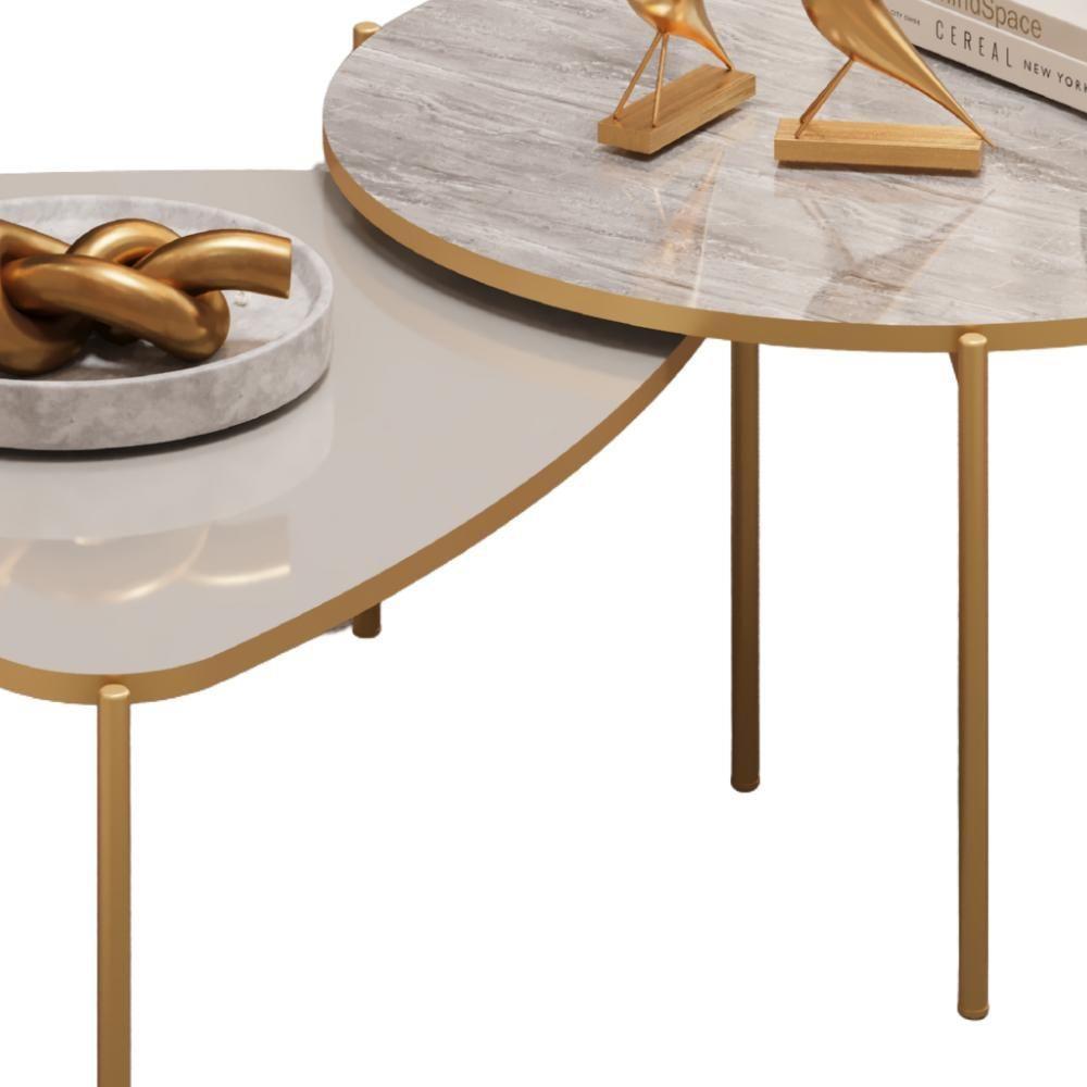 Kit 2 Mesas Centro Lina Cleia Pés Metal Bali Quartzo Dj Moveis - 4