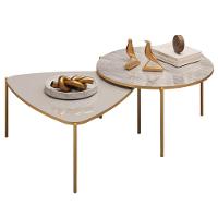 Kit 2 Mesas Centro Lina Cleia Pés Metal Bali Quartzo Dj Moveis - 1