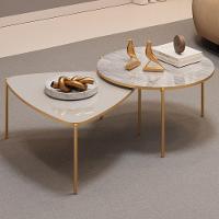 Kit 2 Mesas Centro Lina Cleia Pés Metal Bali Quartzo Dj Moveis - 2