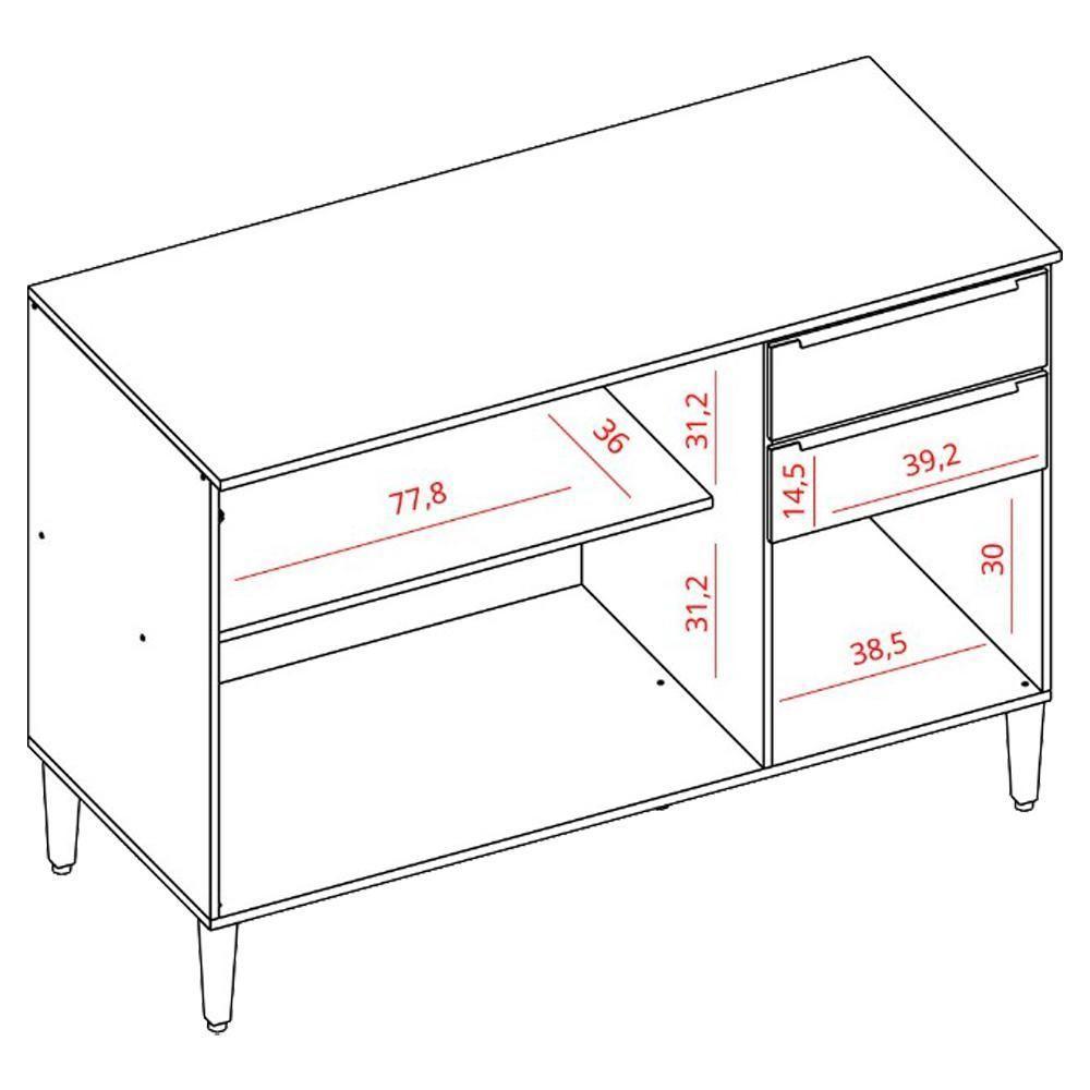 Balcão Com Tampo 3 Portas 2 Gavetas 120 Cm Mdf 2006806 Cinamomo Branco Armoveis - 4