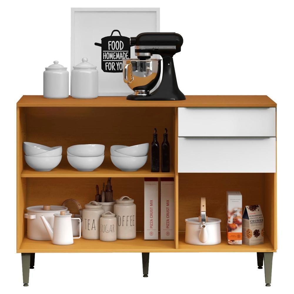 Balcão Com Tampo 3 Portas 2 Gavetas 120 Cm Mdf 2006806 Cinamomo Branco Armoveis - 7