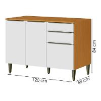 Balcão Com Tampo 3 Portas 2 Gavetas 120 Cm Mdf 2006806 Cinamomo Branco Armoveis - 3