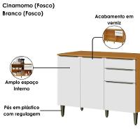 Balcão Com Tampo 3 Portas 2 Gavetas 120 Cm Mdf 2006806 Cinamomo Branco Armoveis - 5