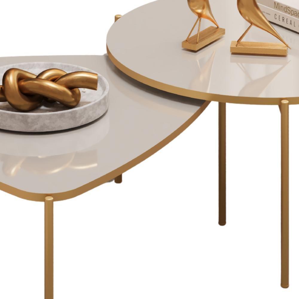 Kit 2 Mesas Centro Lina Cleia Pés Metal Bali Dj Moveis - 4