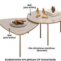 Kit 2 Mesas Centro Lina Cleia Pés Metal Bali Dj Moveis - 5