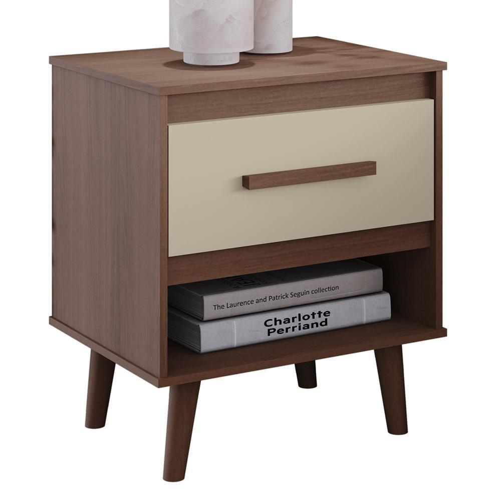 Mesa De Cabeceira 1 Gaveta 50 Cm Mila Savana Off White Mobbs - 1