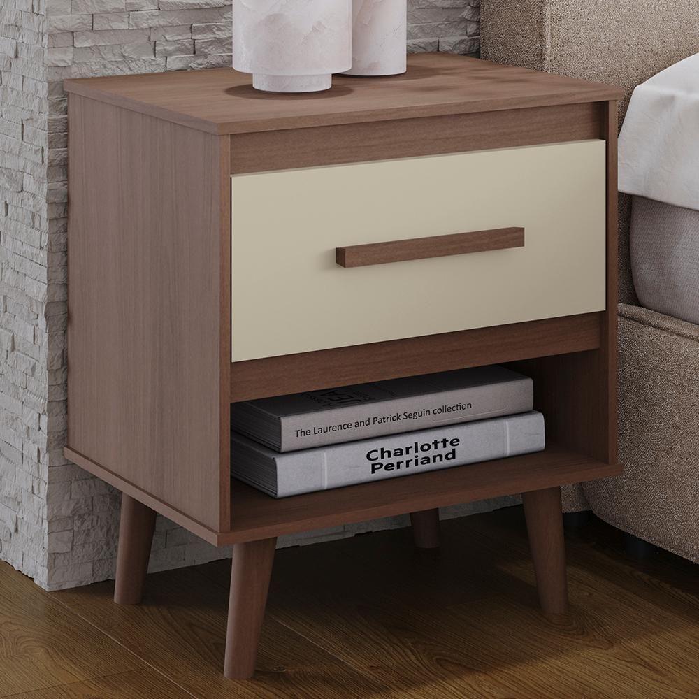 Mesa De Cabeceira 1 Gaveta 50 Cm Mila Savana Off White Mobbs - 2