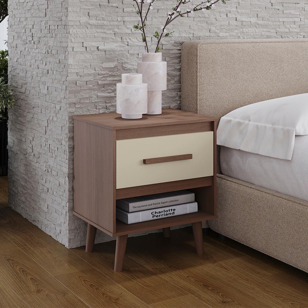 Mesa De Cabeceira 1 Gaveta 50 Cm Mila Savana Off White Mobbs - 5