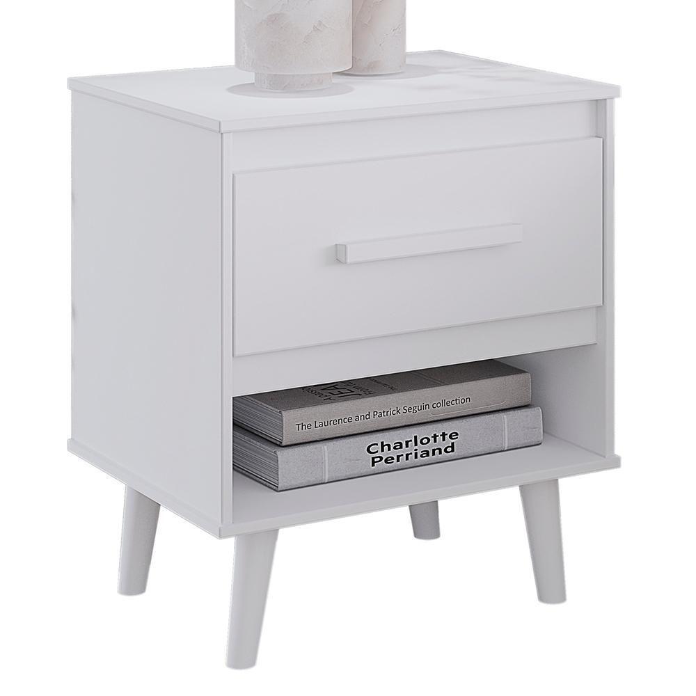 Mesa De Cabeceira 1 Gaveta 50 Cm Mila Branco Mobbs - 1