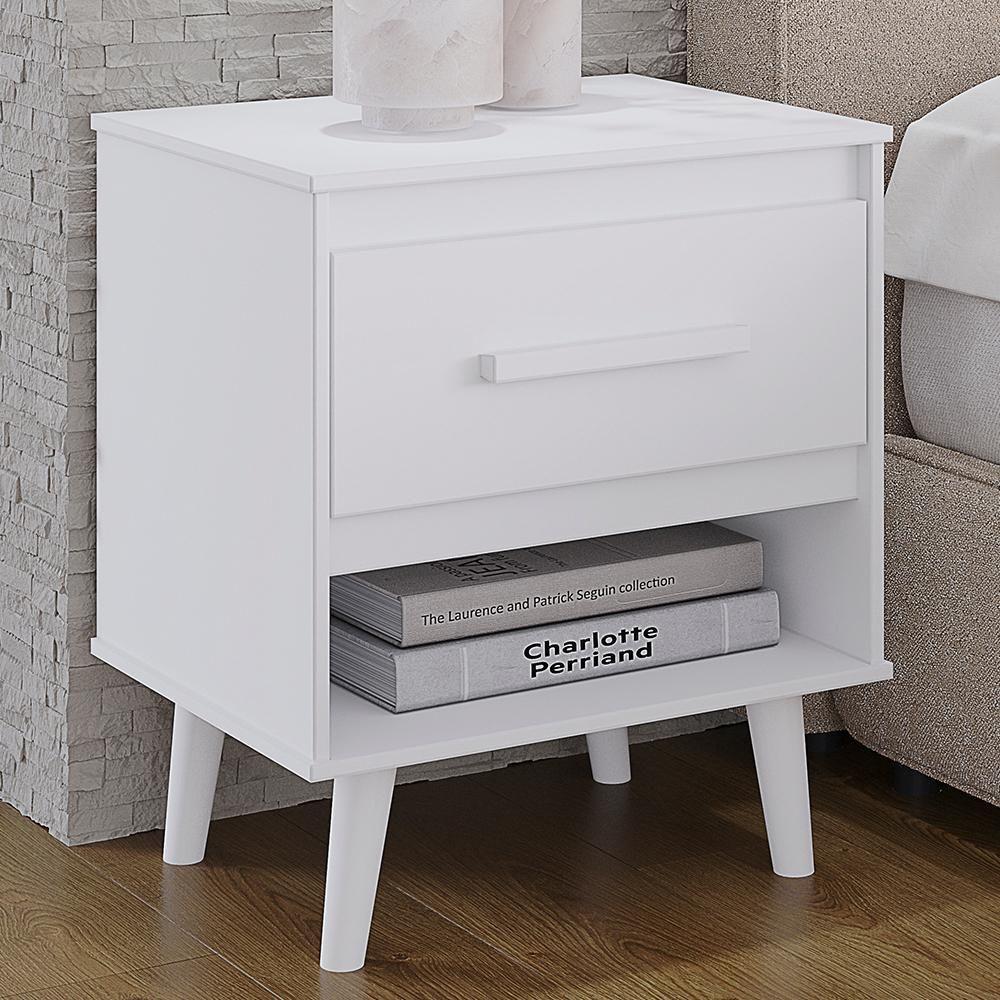 Mesa De Cabeceira 1 Gaveta 50 Cm Mila Branco Mobbs - 2