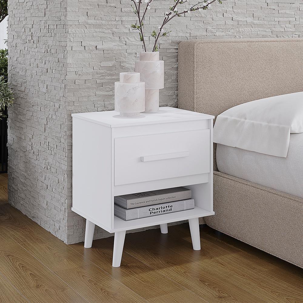 Mesa De Cabeceira 1 Gaveta 50 Cm Mila Branco Mobbs - 5