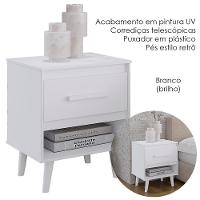 Mesa De Cabeceira 1 Gaveta 50 Cm Mila Branco Mobbs