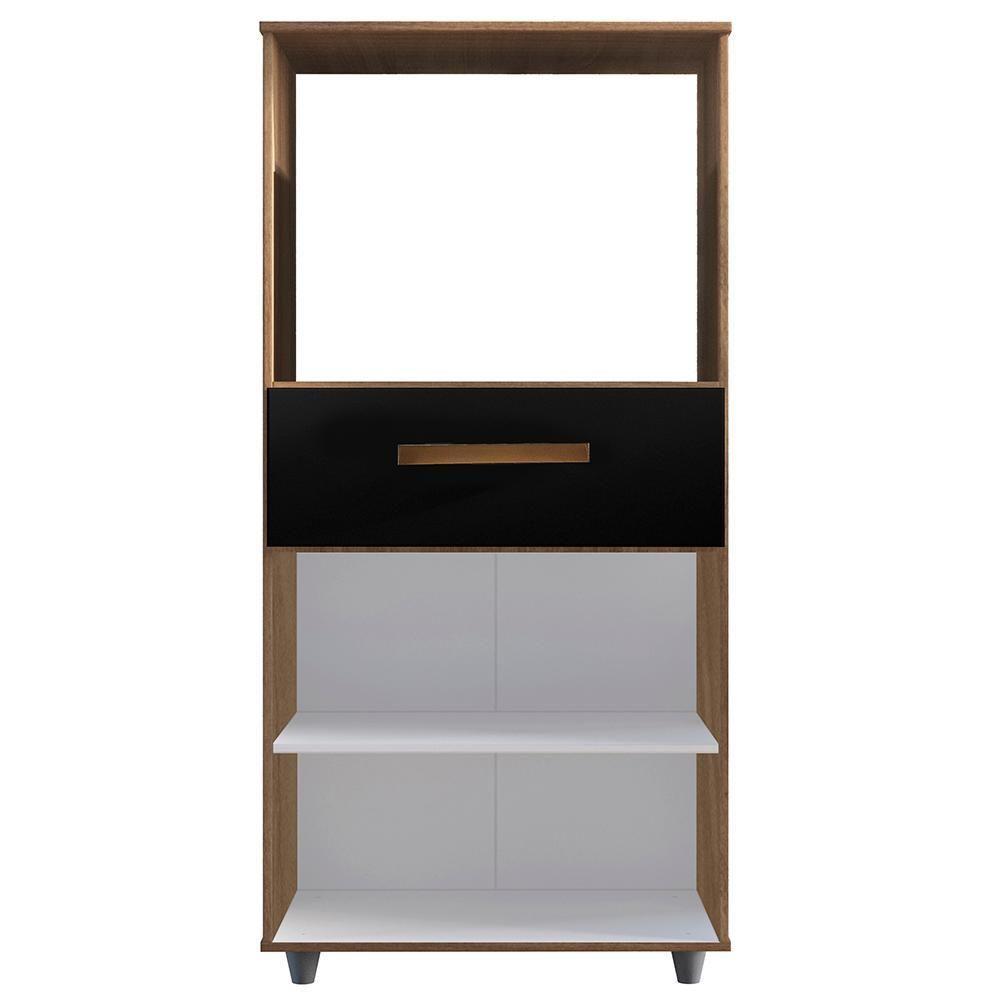 Balcão Multiuso Forno 2 Portas 1 Gaveta 60 Cm Luna Savana Preto Mobbs - 4
