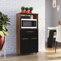 Balcão Multiuso Forno 2 Portas 1 Gaveta 60 Cm Luna Savana Preto Mobbs - 5