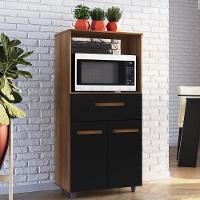 Balcão Multiuso Forno 2 Portas 1 Gaveta 60 Cm Luna Savana Preto Mobbs - 6