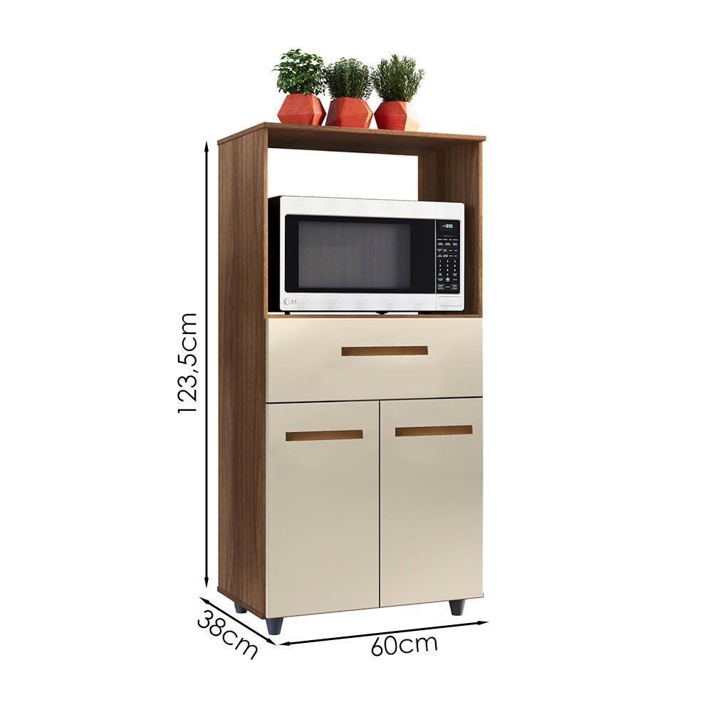 Balcão Multiuso Forno 2 Portas 1 Gaveta 60 Cm Luna Savana Off White Mobbs - 3