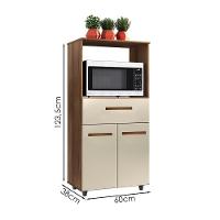 Balcão Multiuso Forno 2 Portas 1 Gaveta 60 Cm Luna Savana Off White Mobbs - 3