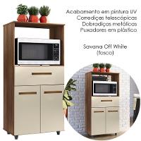 Balcão Multiuso Forno 2 Portas 1 Gaveta 60 Cm Luna Savana Off White Mobbs