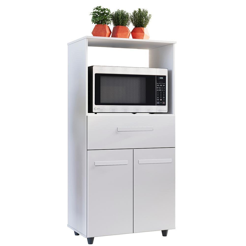 Balcão Multiuso Forno 2 Portas 1 Gaveta 60 Cm Luna Branco Mobbs - 1