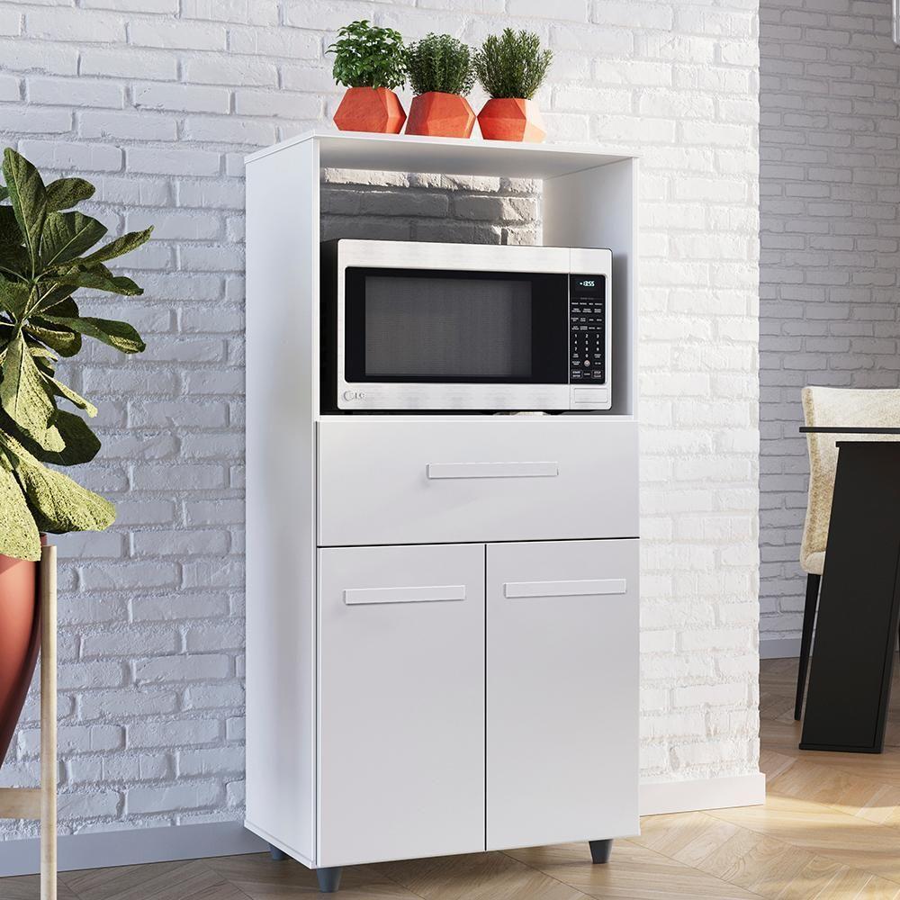 Balcão Multiuso Forno 2 Portas 1 Gaveta 60 Cm Luna Branco Mobbs - 2