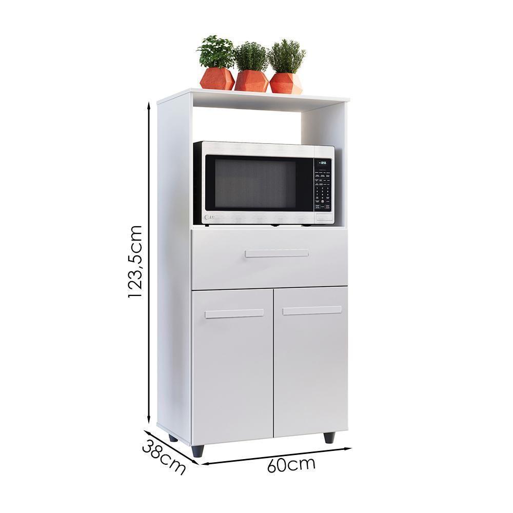 Balcão Multiuso Forno 2 Portas 1 Gaveta 60 Cm Luna Branco Mobbs - 3