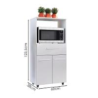 Balcão Multiuso Forno 2 Portas 1 Gaveta 60 Cm Luna Branco Mobbs - 3