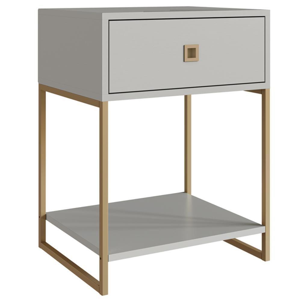 Mesa De Cabeceira Estilo Industrial 01 Gaveta P1026 Arenas Dourado Pp - 1