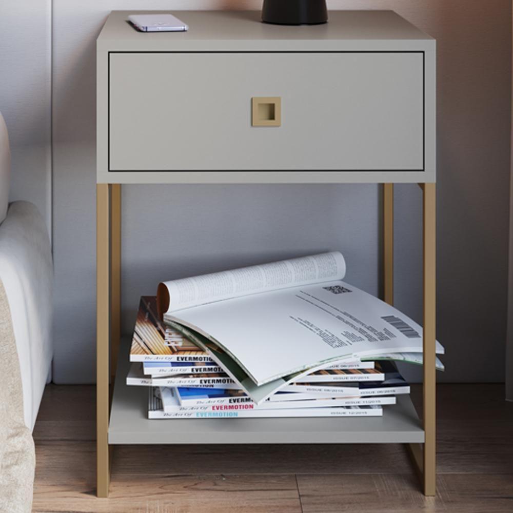 Mesa De Cabeceira Estilo Industrial 01 Gaveta P1026 Arenas Dourado Pp - 2