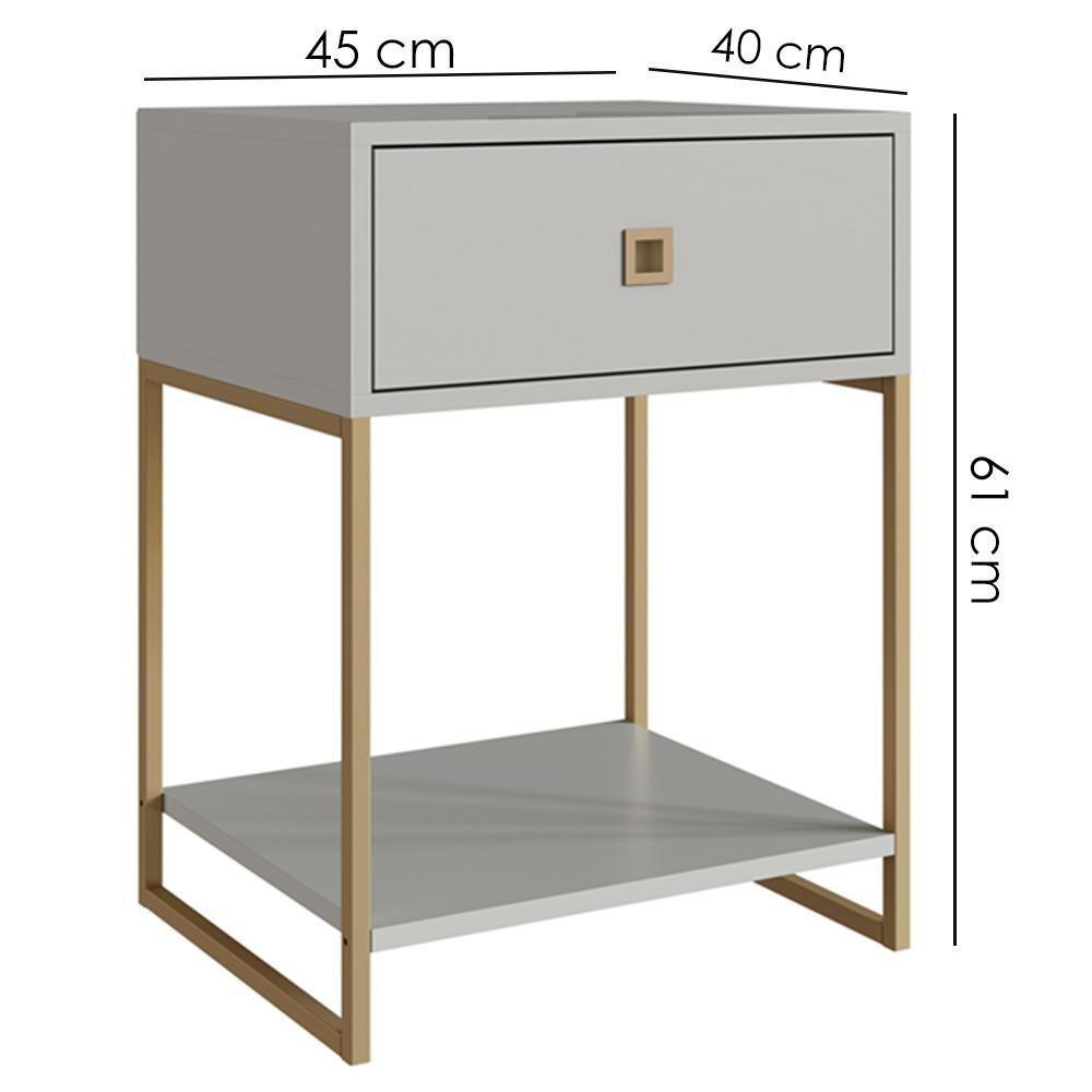 Mesa De Cabeceira Estilo Industrial 01 Gaveta P1026 Arenas Dourado Pp - 3