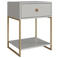 Mesa De Cabeceira Estilo Industrial 01 Gaveta P1026 Arenas Dourado Pp - 1