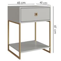 Mesa De Cabeceira Estilo Industrial 01 Gaveta P1026 Arenas Dourado Pp - 3