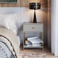 Mesa De Cabeceira Estilo Industrial 01 Gaveta P1026 Arenas Dourado Pp - 7