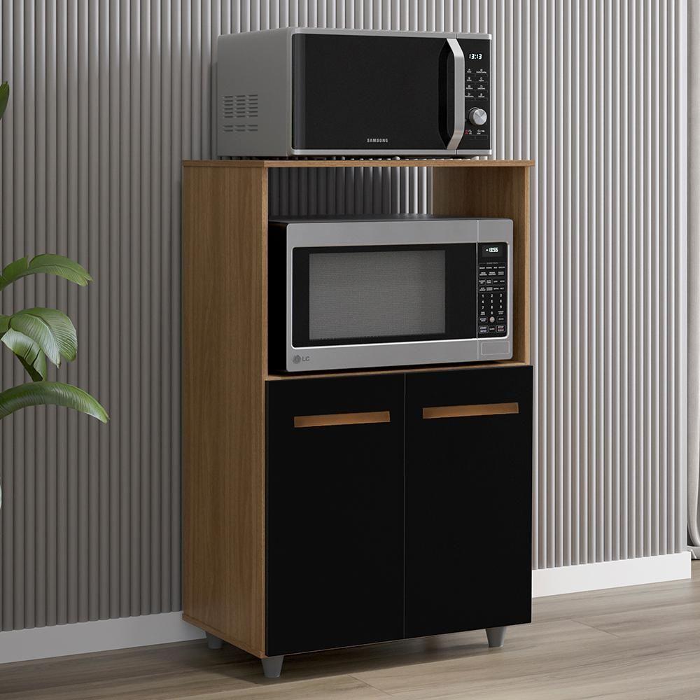 Balcão Multiuso 2 Fornos 60 Cm Tais Savana Preto Mobbs Savana - 2