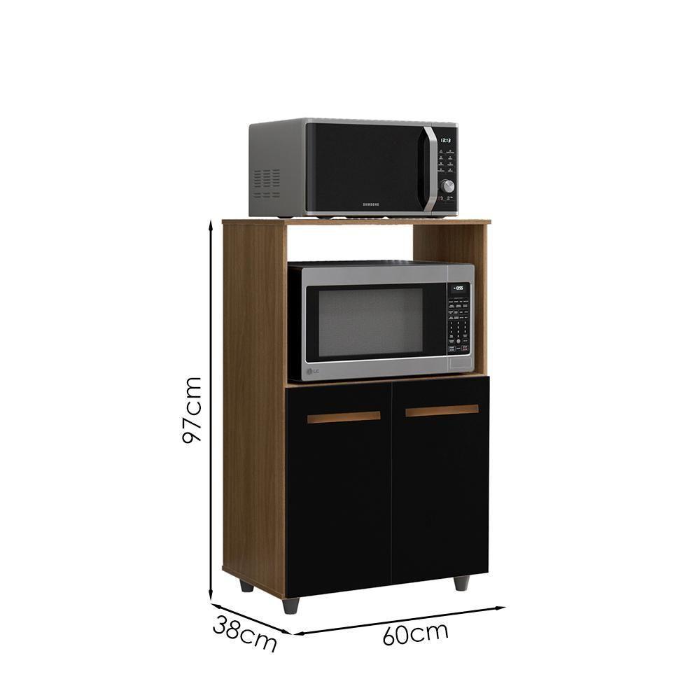 Balcão Multiuso 2 Fornos 60 Cm Tais Savana Preto Mobbs Savana - 3