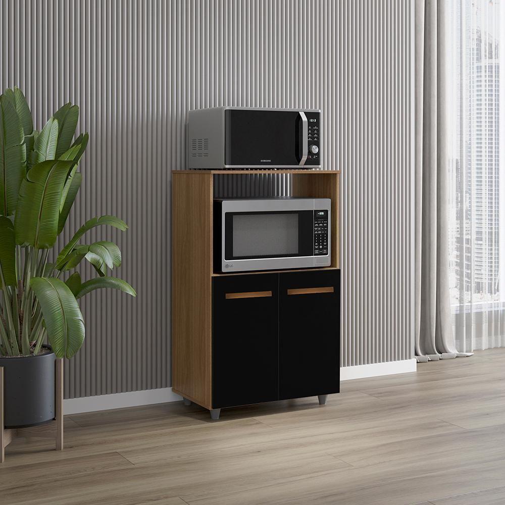 Balcão Multiuso 2 Fornos 60 Cm Tais Savana Preto Mobbs Savana - 6