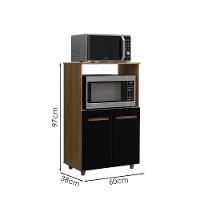 Balcão Multiuso 2 Fornos 60 Cm Tais Savana Preto Mobbs Savana - 3