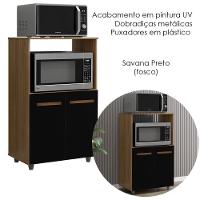 Balcão Multiuso 2 Fornos 60 Cm Tais Savana Preto Mobbs Savana