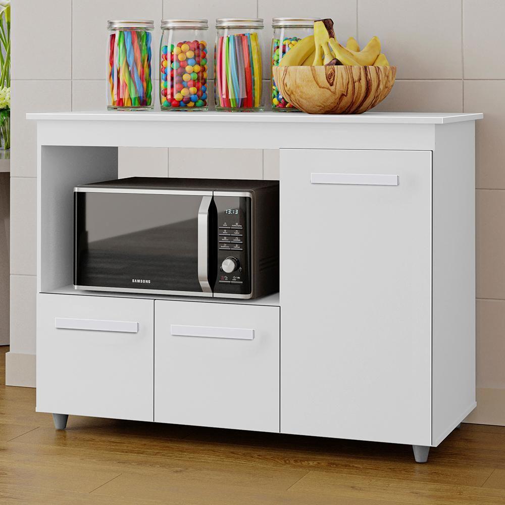 Balcão Multiuso 3 Portas 114cm 9480 Branco Mobbs - 2