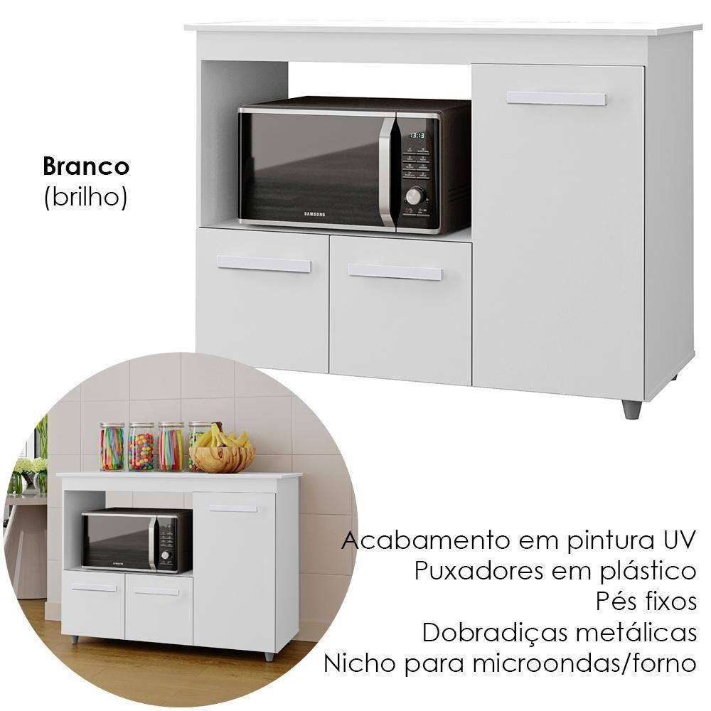 Balcão Multiuso 3 Portas 114cm 9480 Branco Mobbs - 4