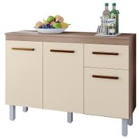 Balcão Com Tampo 3 Portas 1 Gaveta 120 Cm Vitoria Savana Off White Mobbs - 1