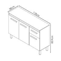 Balcão Com Tampo 3 Portas 1 Gaveta 120 Cm Vitoria Savana Off White Mobbs - 2