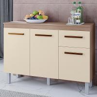 Balcão Com Tampo 3 Portas 1 Gaveta 120 Cm Vitoria Savana Off White Mobbs