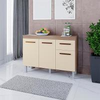 Balcão Com Tampo 3 Portas 1 Gaveta 120 Cm Vitoria Savana Off White Mobbs - 5