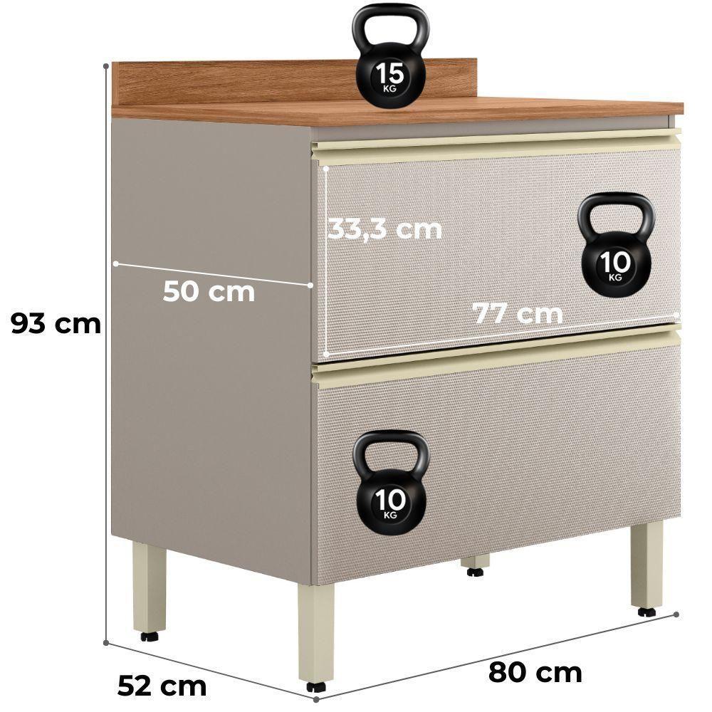 Balcão Com Tampo 1 Porta 1 Gaveta 80 Cm Mdf Proenca Nogueira Nude Prime Demartez - 3