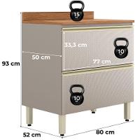 Balcão Com Tampo 1 Porta 1 Gaveta 80 Cm Mdf Proenca Nogueira Nude Prime Demartez - 3