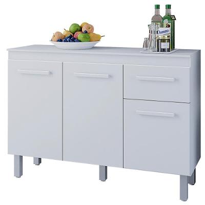 Balcão Com Tampo 3 Portas 1 Gaveta 120 Cm Vitoria Branco Mobbs